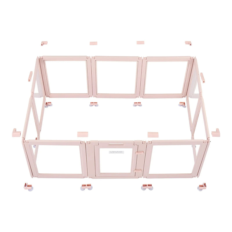 VEVOR suņu dzemdību kaste, 154 x 100 x 60 cm, plastmasas kucēnu manēža vidēja izmēra suņiem, ūdensizturīga caurspīdīga konstrukcija ar logiem un durvju slēdzeni, viegli tīrāma, izturīga, piemērota suņiem un kaķiem