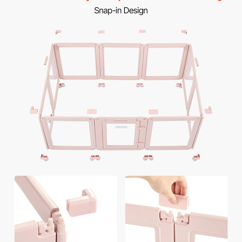 VEVOR suņu dzemdību kaste, 154 x 100 x 60 cm, plastmasas kucēnu manēža vidēja izmēra suņiem, ūdensizturīga caurspīdīga konstrukcija ar logiem un durvju slēdzeni, viegli tīrāma, izturīga, piemērota suņiem un kaķiem