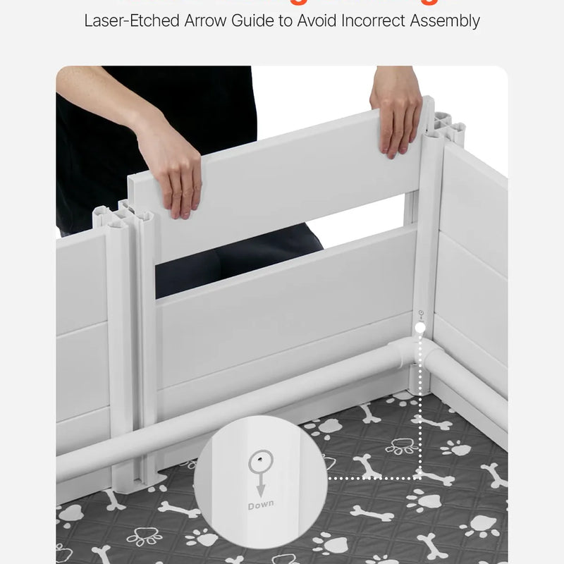 VEVOR kucēnu dzemdību kaste suņiem, 122 x 122 x 46 cm, PVC kucēnu manēža ar regulējamu ieejas augstumu un mazgājamu paklāju, izturīga pret deformāciju, piemērota lielo šķirņu suņiem, pienbalta