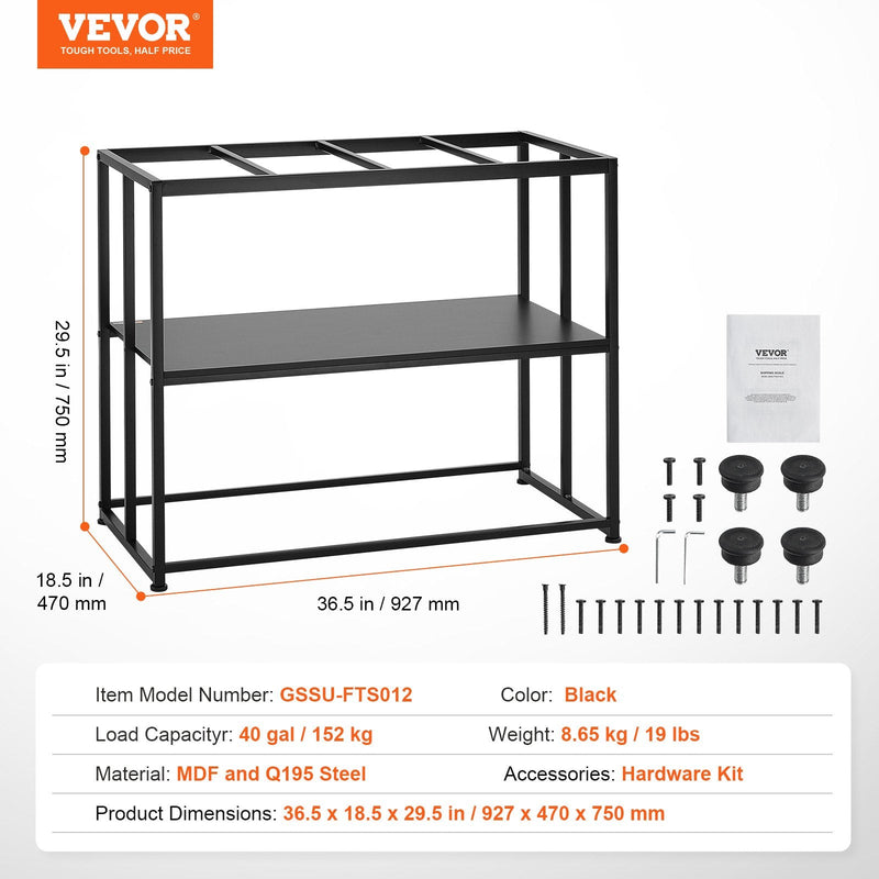 VEVOR 151 litru akvārija statīvs ar glabātuvi, tērauds, neslīdošas kājas, melns