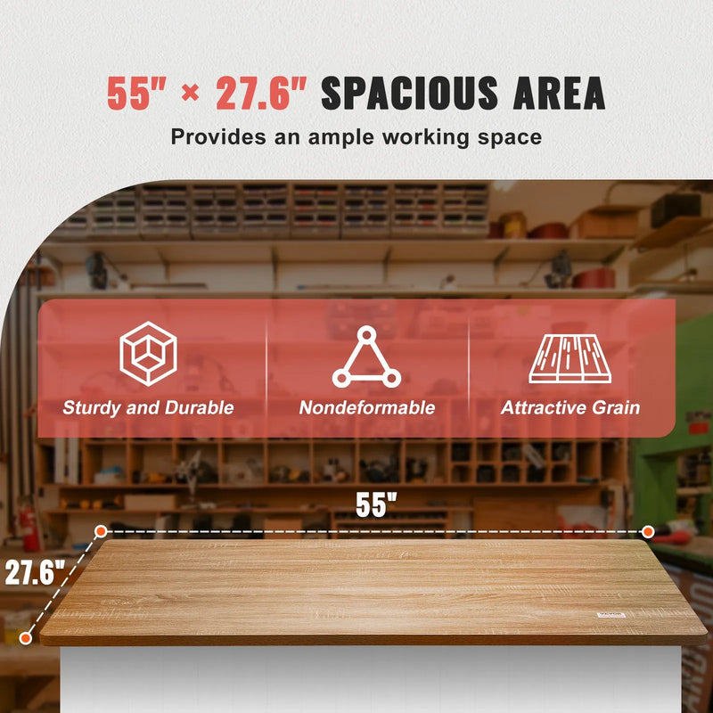 Столешница VEVOR, 1400 × 700 × 25 мм, нагрузка 100 кг, массив ДСП, подходит для каркасов столов с электрической регулировкой, прямоугольная столешница для дома и офиса