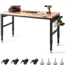 VEVOR workbench with power outlet, work surface 152.4 x 55.9 x (71.1-100.3 cm) cm, workshop table with load capacity 907 kg