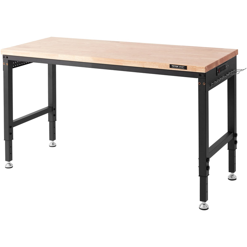 VEVOR workbench with power outlet, work surface 152.4 x 55.9 x (71.1-100.3 cm) cm, workshop table with load capacity 907 kg