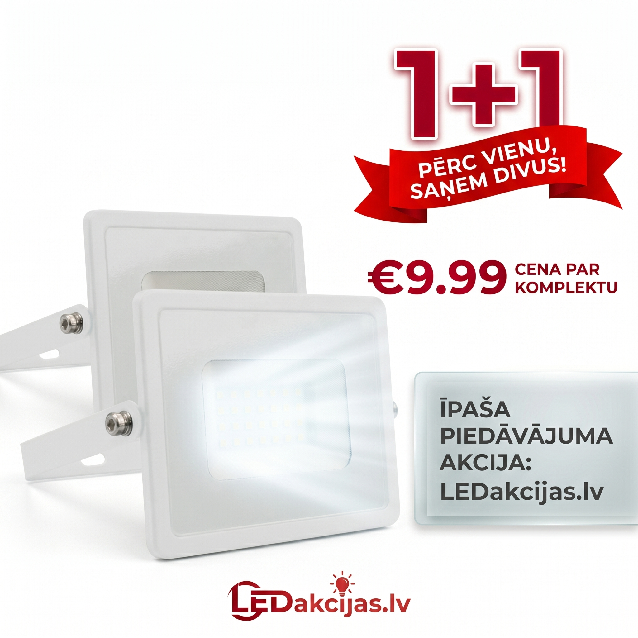 30W(2510lM) LED-strålkastare, V-TAC, IP65, vitt, kallvitt ljus 6500K