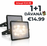 2x komplekts_50W(4300Lm) LED Prožektors, V-TAC, IP65, melns, neitrāli balta gaisma 4000K