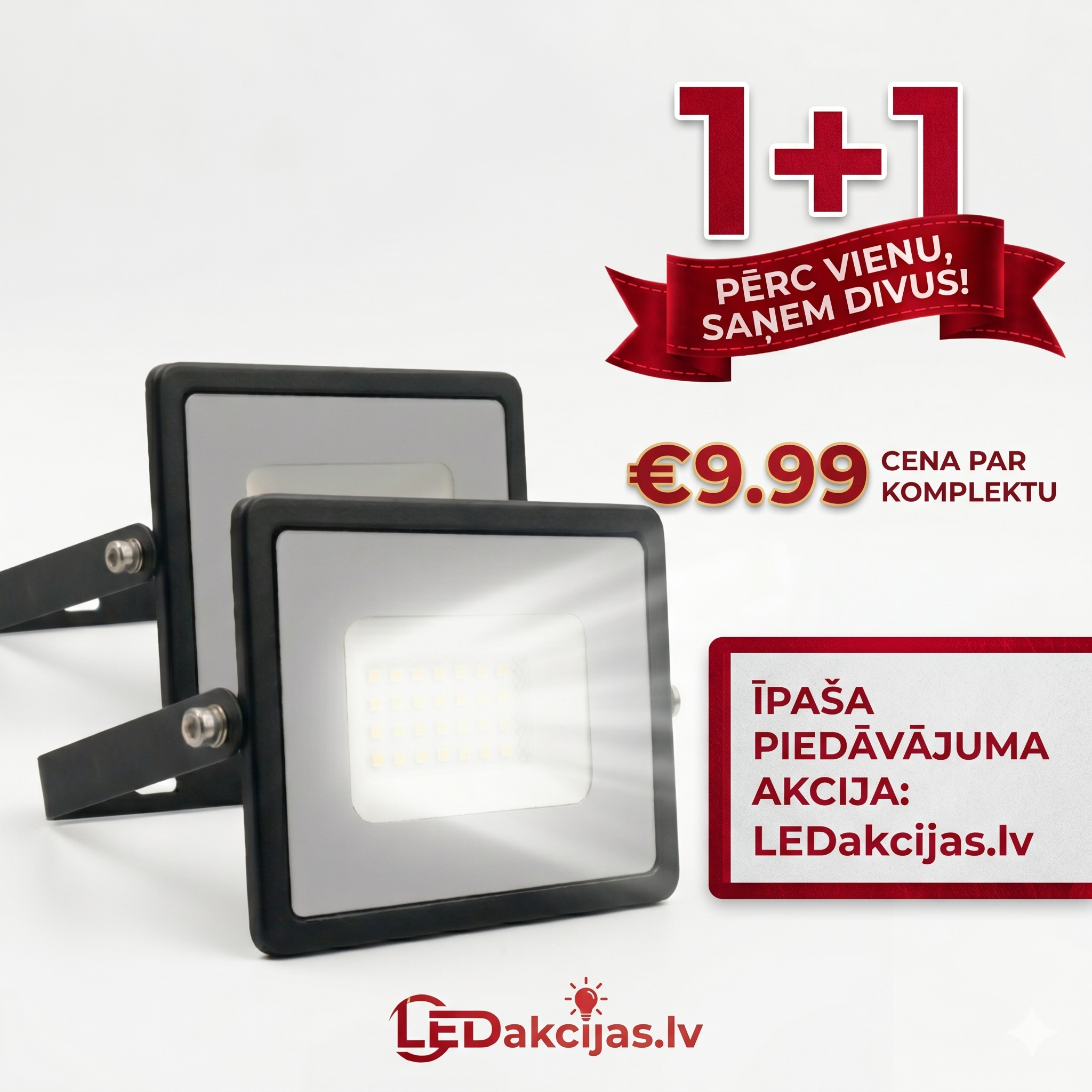 30W(2510Lm) LED-strålkastare, V-TAC, IP65, svart, kallvitt ljus 406500K