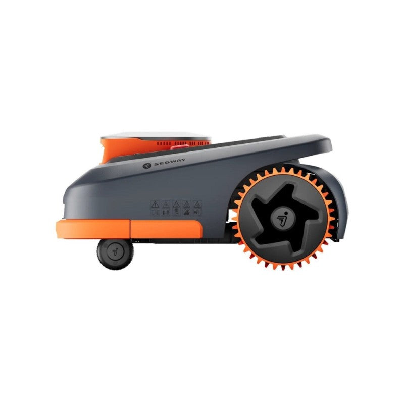 1000 m²_Zāliena robots SEGWAY Navimow H210E, darbojas bez kontūras kabeļiem, nodrošina stabilu darbību uz nogāzēm līdz 45% (24°), tāpēc ir piemērots ne tikai gludam, bet arī sarežģītākam reljefam.