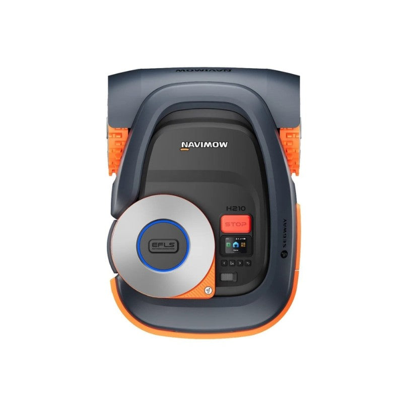 Iepriekšpasūtīšana_1000 m²_Zāliena robots SEGWAY Navimow H210E, darbojas bez kontūras kabeļiem, nodrošina stabilu darbību uz nogāzēm līdz 45% (24°), tāpēc ir piemērots ne tikai gludam, bet arī sarežģītākam reljefam.