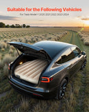 VEVOR piepūšamais automašīnas matracis Tesla Model Y (2020–2024), biezināts floka auduma kempinga matracis auto nakšņošanai, izturīgs un pārnēsājams guļampaklājs ar iebūvētu pumpi un 2 spilveniem, bēšā krāsā