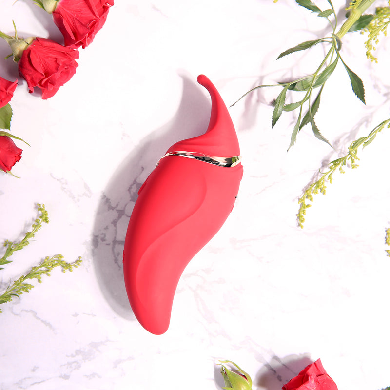 HERO ar aplikācijas vadību masāžas vibrējoša ierīce no LEGEND AURORA kolekcijas,sarkanā krāsa,skatīt aprakstu,diskrēta piegāde melnā iepakojumā