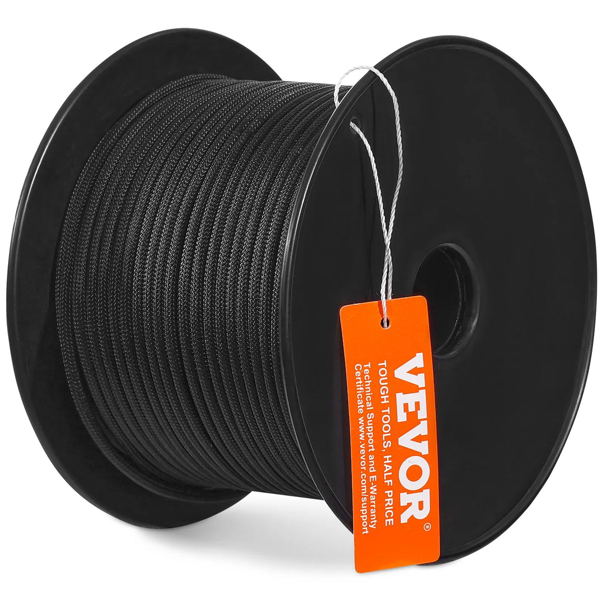VEVOR Pīts neilona virve 4,8 mm × 76,2 m, 32 pavedieni, pārrāvuma izturība 326 kg, āra kāpšanas virve arboristiem, klinšu kāpšanai, pārgājieniem, kempingam, šūpolēm, nolaišanās darbiem un glābšanai, melna