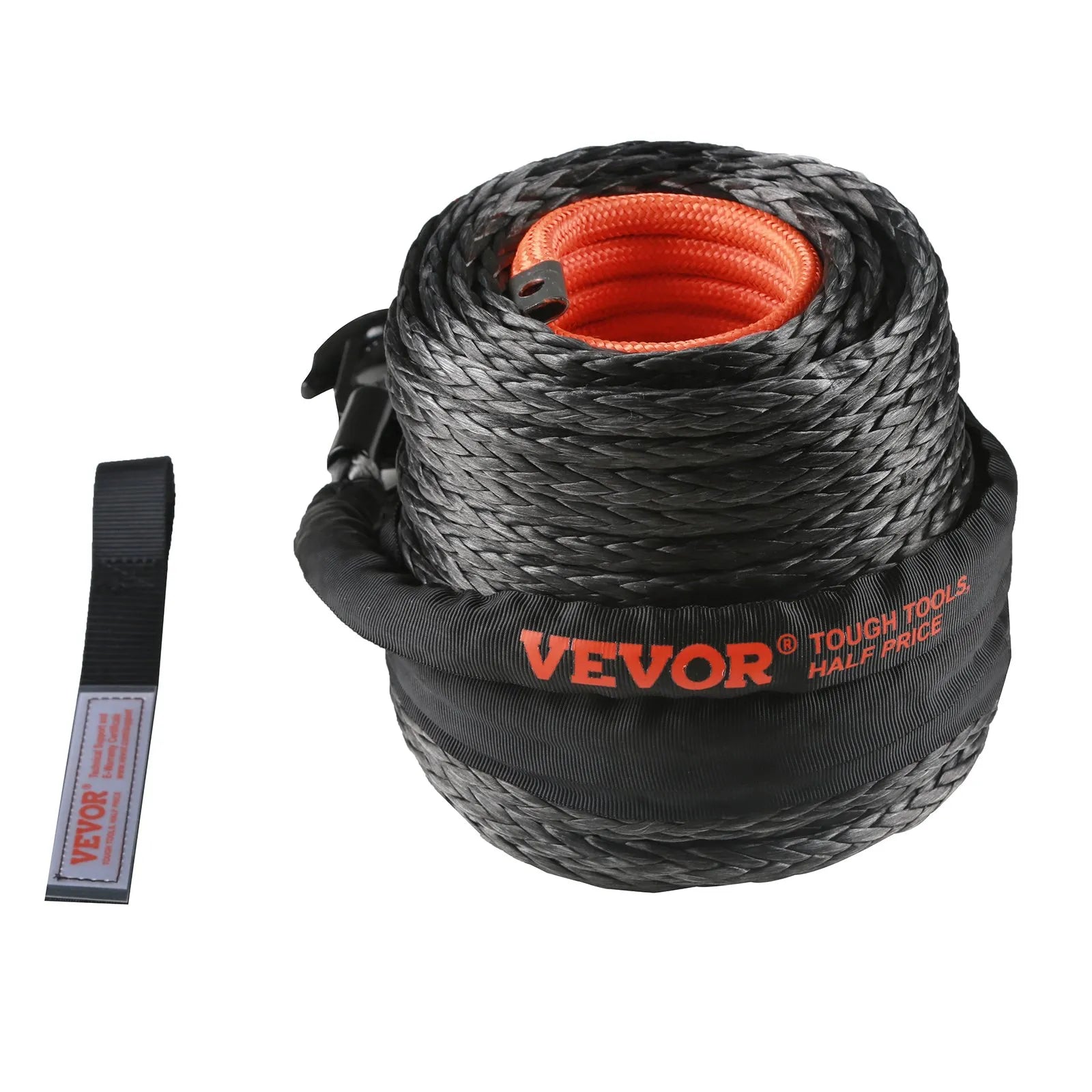 VEVOR sintētiskā vinčas trose, 12,7 mm × 28 m, 14 515 kg nestspēja, sintētiska vinčas trose ar aizsarguzmavu, kaltu vinčas āķi un vilkšanas siksnu, universāla piemērotība SUV, lieliem apvidus transportlīdzekļiem un kravas automašīnām