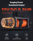 VEVOR Elektriskā vinča 4500 kg, 12 V DC kravas auto vinča ar Ø8,9 mm × 27,4 m sintētisko trosi, bezvadu un vadu tālvadība, IP67 ūdensizturīga, vilkšanai bezceļā SUV, Jeep, piekabei un laivai