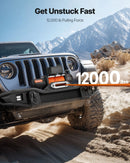 VEVOR elektriskā vinča, 5 400 kg vilkšanas jauda, 12 V līdzstrāvas kravas auto vinča ar Ø9,1 mm × 23 m sintētisko trosi, bezvadu un vadu tālvadība, IP55 ūdensizturība bezceļu SUV, Jeep, piekabju un laivu vilkšanai