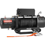 VEVOR elektriskā vinča 12 V, vilkšanas jauda 6100 kg, sintētiskā trose Ø9,5 mm × 26 m, bezvadu un vadu tālvadība, IP55 aizsardzība apvidus auto, džipiem, piekabēm un laivām