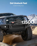 VEVOR elektriskā vinča 12 V, vilkšanas jauda 6100 kg, sintētiskā trose Ø9,5 mm × 26 m, bezvadu un vadu tālvadība, IP55 aizsardzība apvidus auto, džipiem, piekabēm un laivām