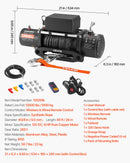 VEVOR elektriskā vinča 12 V, vilkšanas jauda 6100 kg, sintētiskā trose Ø9,5 mm × 26 m, bezvadu un vadu tālvadība, IP55 aizsardzība apvidus auto, džipiem, piekabēm un laivām