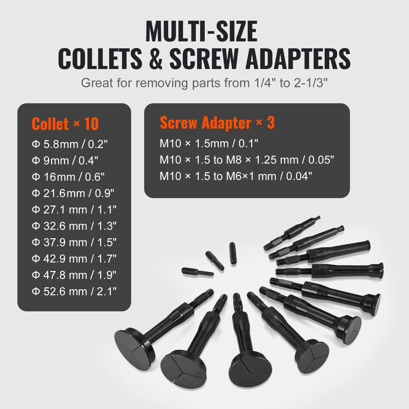 VEVOR aklā gultņa un blīvējuma izvilkšanas komplekts, ar slīdošo āmuru un iekšējo izvilkšanas rīku, 10 regulējami skavturi un pretbalsts, 16 daļas