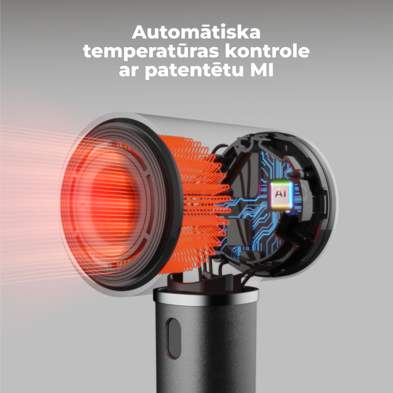 AENO Profesionālais matu fēns HD5G apvieno modernu AI tehnoloģiju ar daudzfunkcionālu vadību, pelēks