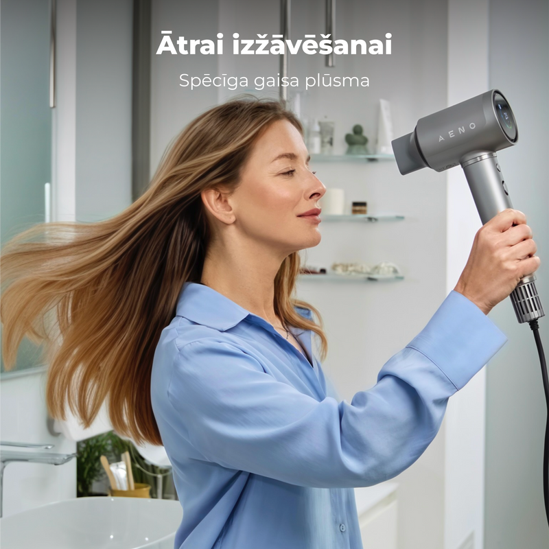 AENO Profesionālais matu fēns HD5G apvieno modernu AI tehnoloģiju ar daudzfunkcionālu vadību, pelēks