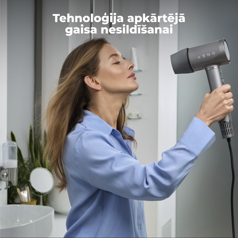 AENO Profesionālais matu fēns HD5G apvieno modernu AI tehnoloģiju ar daudzfunkcionālu vadību, pelēks