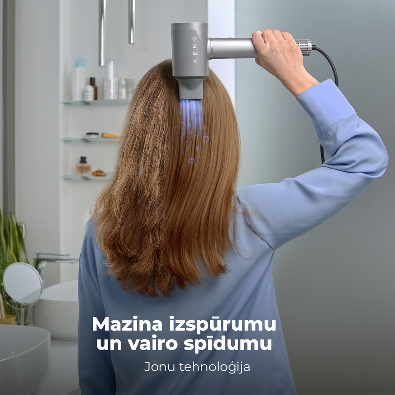 AENO Profesionālais matu fēns HD5G apvieno modernu AI tehnoloģiju ar daudzfunkcionālu vadību, pelēks