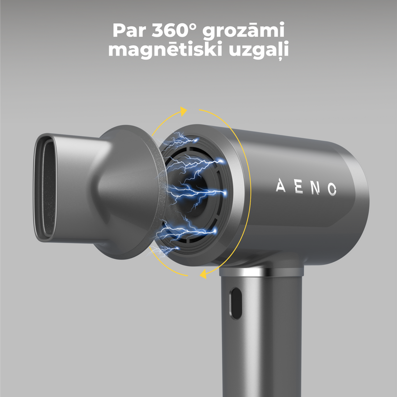 AENO Profesionālais matu fēns HD5G apvieno modernu AI tehnoloģiju ar daudzfunkcionālu vadību, pelēks