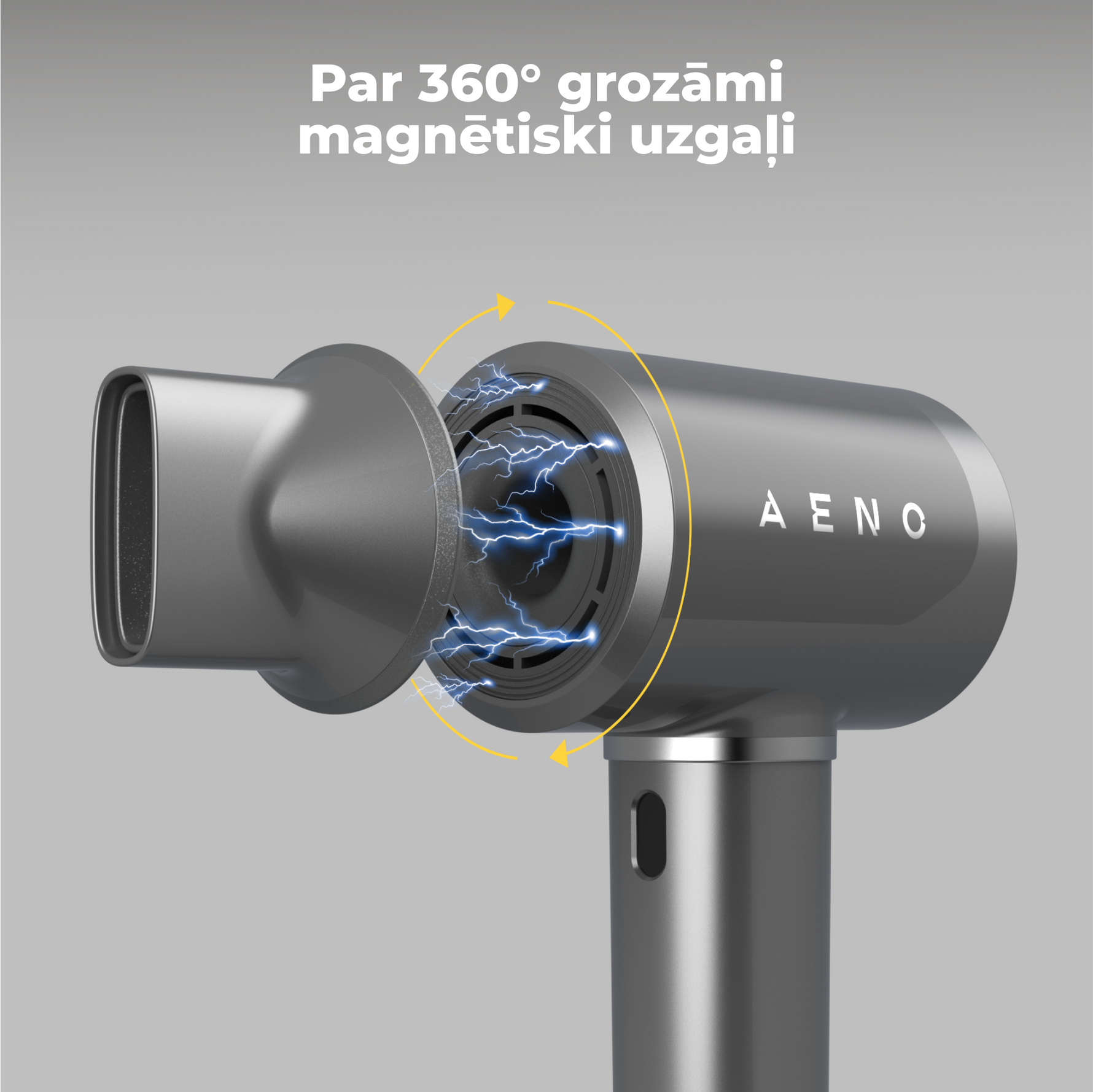 AENO Profesionālais matu fēns HD5G apvieno modernu AI tehnoloģiju ar daudzfunkcionālu vadību, pelēks