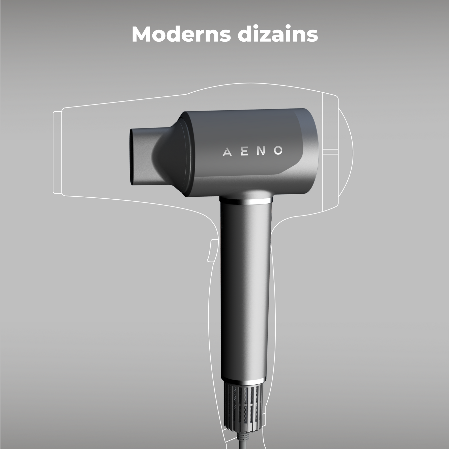 AENO Profesionālais matu fēns HD5G apvieno modernu AI tehnoloģiju ar daudzfunkcionālu vadību, pelēks