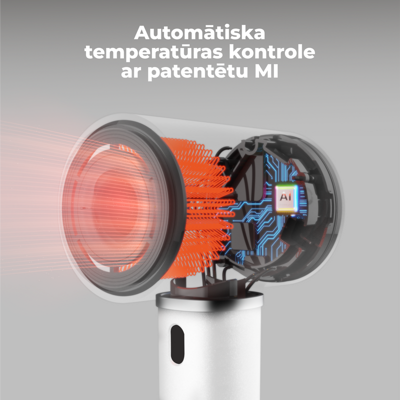 AENO Profesionālais matu fēns HD5W apvieno modernu AI tehnoloģiju ar daudzfunkcionālu vadību, balts