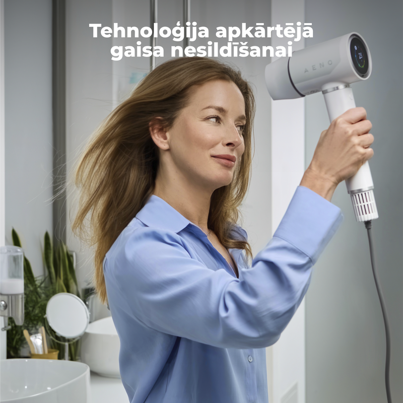 AENO Profesionālais matu fēns HD5W apvieno modernu AI tehnoloģiju ar daudzfunkcionālu vadību, balts