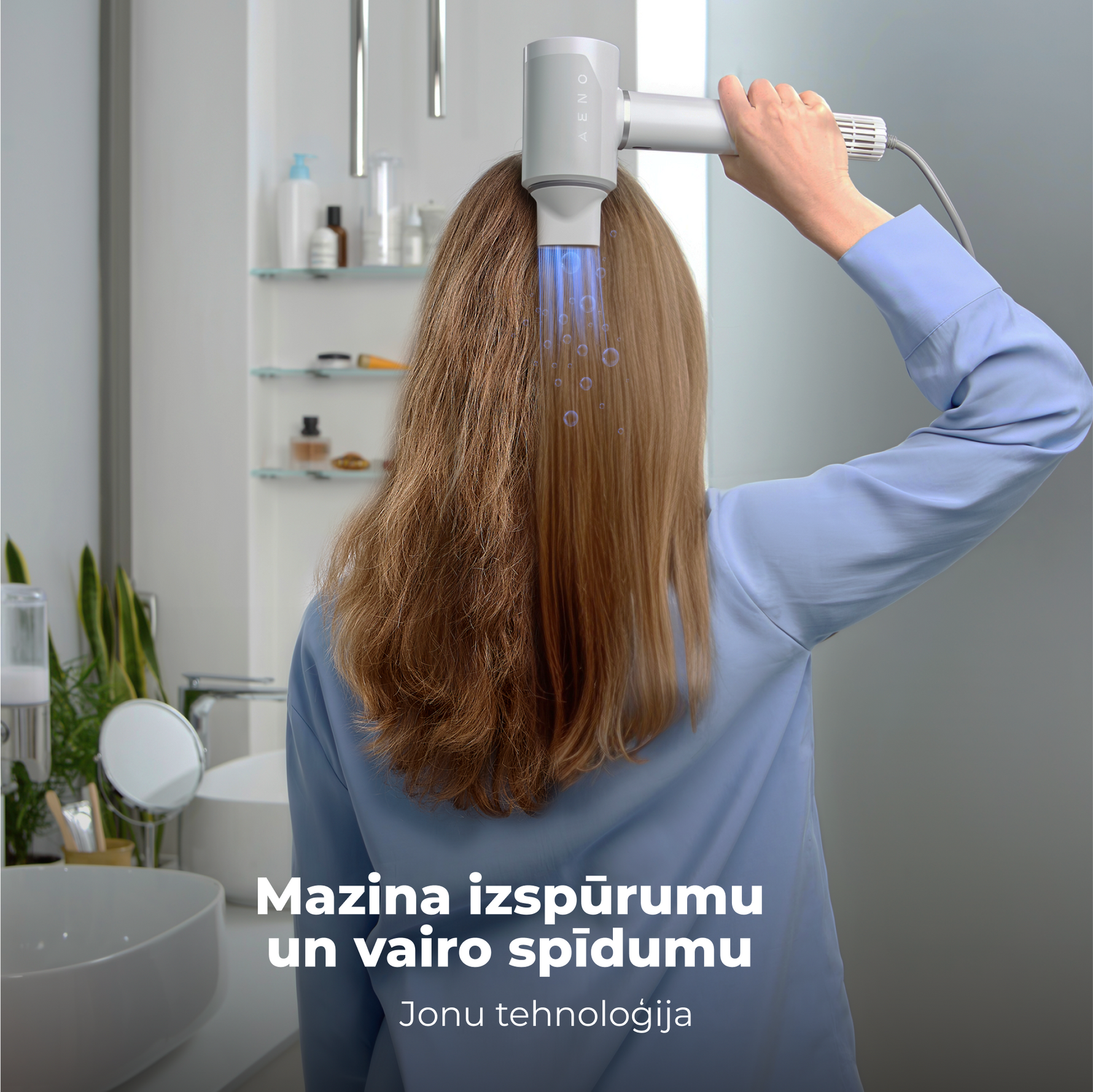AENO Professional Hair Dryer HD5W ühendab täiustatud AI-tehnoloogia multifunktsionaalse juhtimisega, valge