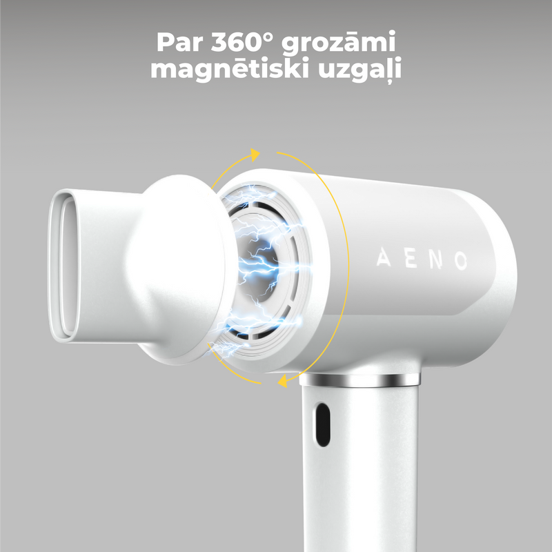 AENO Profesionālais matu fēns HD5W apvieno modernu AI tehnoloģiju ar daudzfunkcionālu vadību, balts