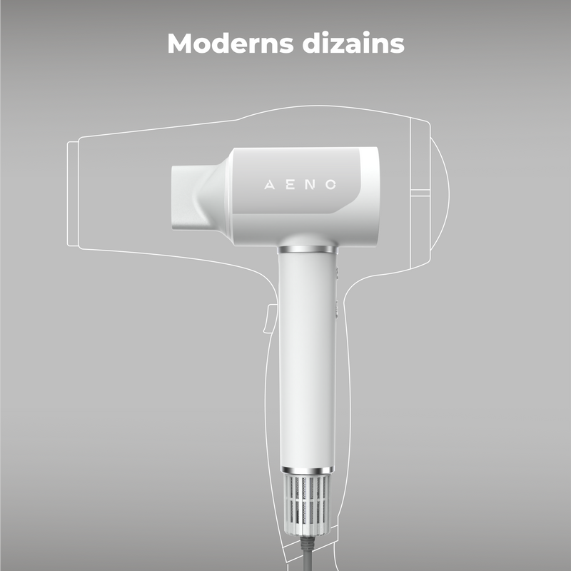 AENO Profesionālais matu fēns HD5W apvieno modernu AI tehnoloģiju ar daudzfunkcionālu vadību, balts