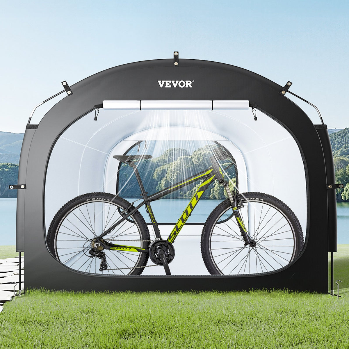 VEVOR āra velosipēdu uzglabāšanas telts, plaša ūdensizturīga velosipēdu nojume 5 velosipēdiem
