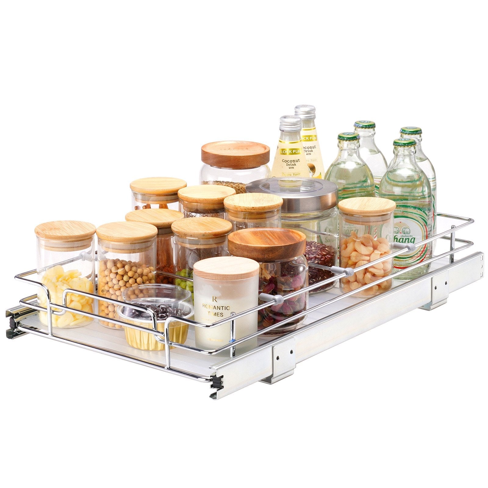 VEVOR 28 cm x 53 cm Ievilkšanas Skapja Organizators, Smagās Klases Hroma Tērauda Slīdošās Atvilktnes, Uzglabāšanai Virtuvē, Vannasistabā, Zem Izlietnes