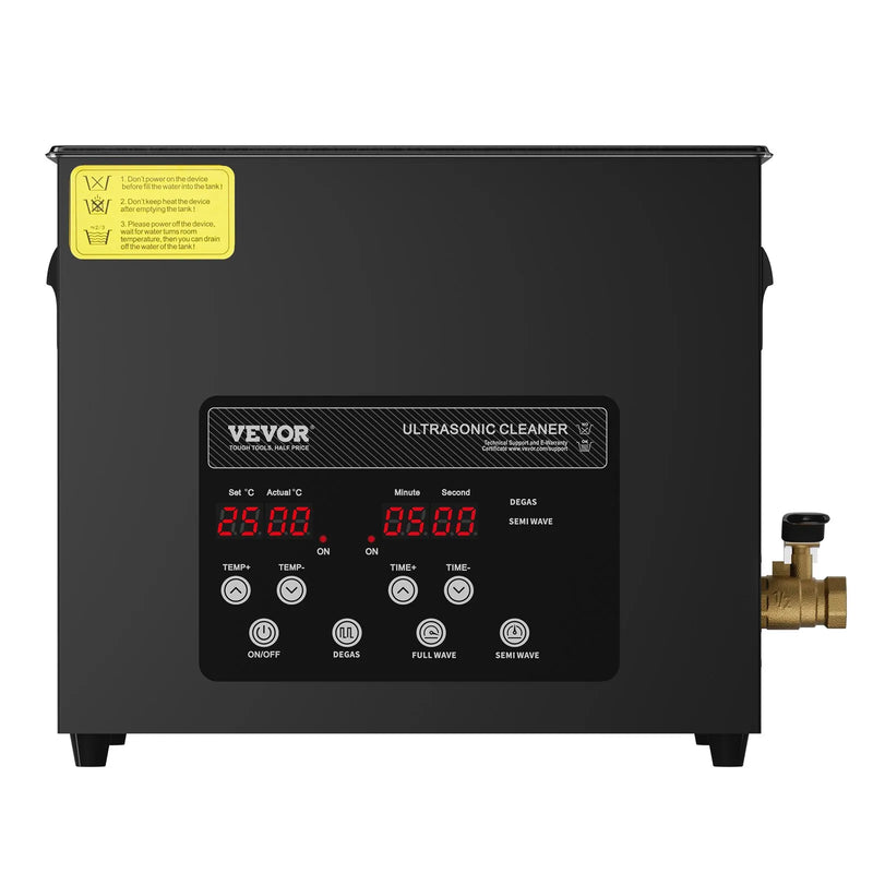 VEVOR 10 l ultraskaņas tīrītājs, 240 W digitāla ultraskaņas tīrīšanas iekārta ar saudzīgo režīmu un uzlabotu degazēšanu, 40 kHz industriāls ultraskaņas tīrītājs ar sildīšanu un taimeri retainieru, juvelierizstrādājumu un instrumentu tīrīšanai
