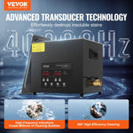 VEVOR 10 l ultraskaņas tīrītājs, 240 W digitāla ultraskaņas tīrīšanas iekārta ar saudzīgo režīmu un uzlabotu degazēšanu, 40 kHz industriāls ultraskaņas tīrītājs ar sildīšanu un taimeri retainieru, juvelierizstrādājumu un instrumentu tīrīšanai
