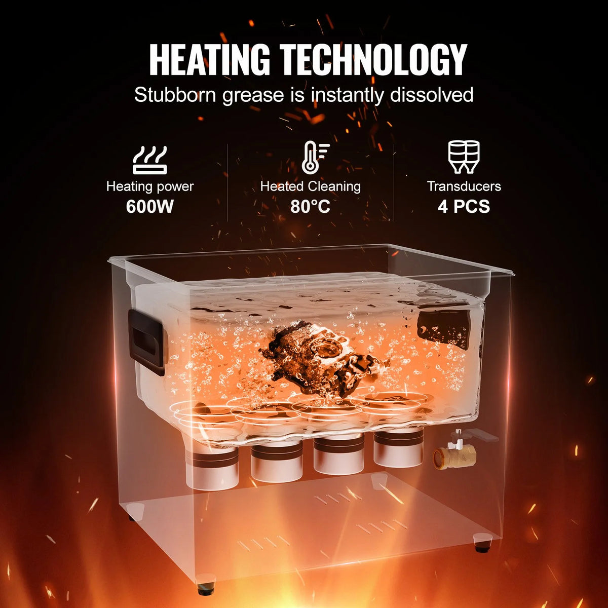 VEVOR 10 l ultraskaņas tīrītājs, 240 W digitāla ultraskaņas tīrīšanas iekārta ar saudzīgo režīmu un uzlabotu degazēšanu, 40 kHz industriāls ultraskaņas tīrītājs ar sildīšanu un taimeri retainieru, juvelierizstrādājumu un instrumentu tīrīšanai