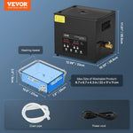 VEVOR 10 l ultraskaņas tīrītājs, 240 W digitāla ultraskaņas tīrīšanas iekārta ar saudzīgo režīmu un uzlabotu degazēšanu, 40 kHz industriāls ultraskaņas tīrītājs ar sildīšanu un taimeri retainieru, juvelierizstrādājumu un instrumentu tīrīšanai