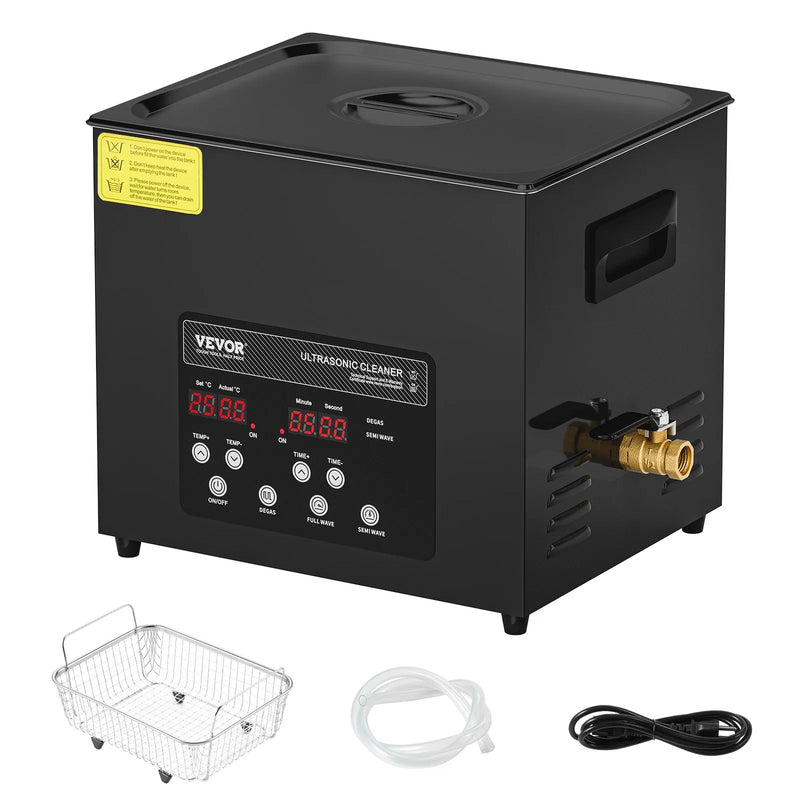 VEVOR 10 l ultraskaņas tīrītājs, 240 W digitāla ultraskaņas tīrīšanas iekārta ar saudzīgo režīmu un uzlabotu degazēšanu, 40 kHz industriāls ultraskaņas tīrītājs ar sildīšanu un taimeri retainieru, juvelierizstrādājumu un instrumentu tīrīšanai