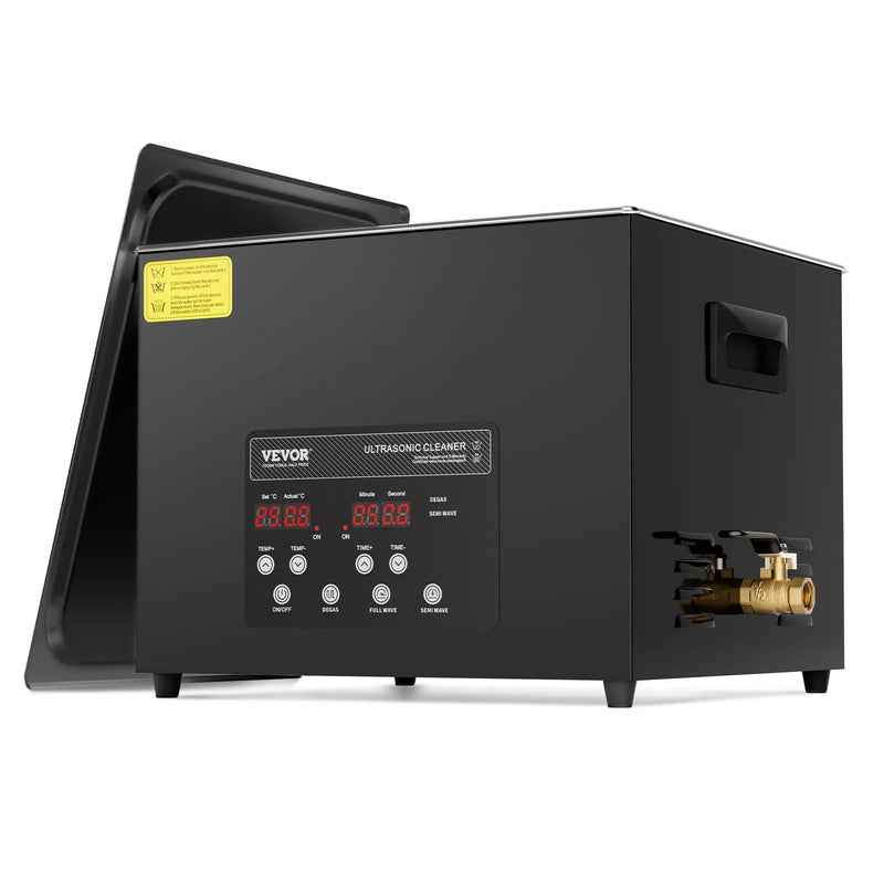 VEVOR 15 l ultraskaņas tīrītājs, 360 W digitāla ultraskaņas tīrīšanas iekārta ar saudzīgo režīmu un uzlabotu degazēšanu, 40 kHz industriāls ultraskaņas tīrītājs ar sildīšanu un taimeri retainieru, juvelierizstrādājumu un instrumentu tīrīšanai