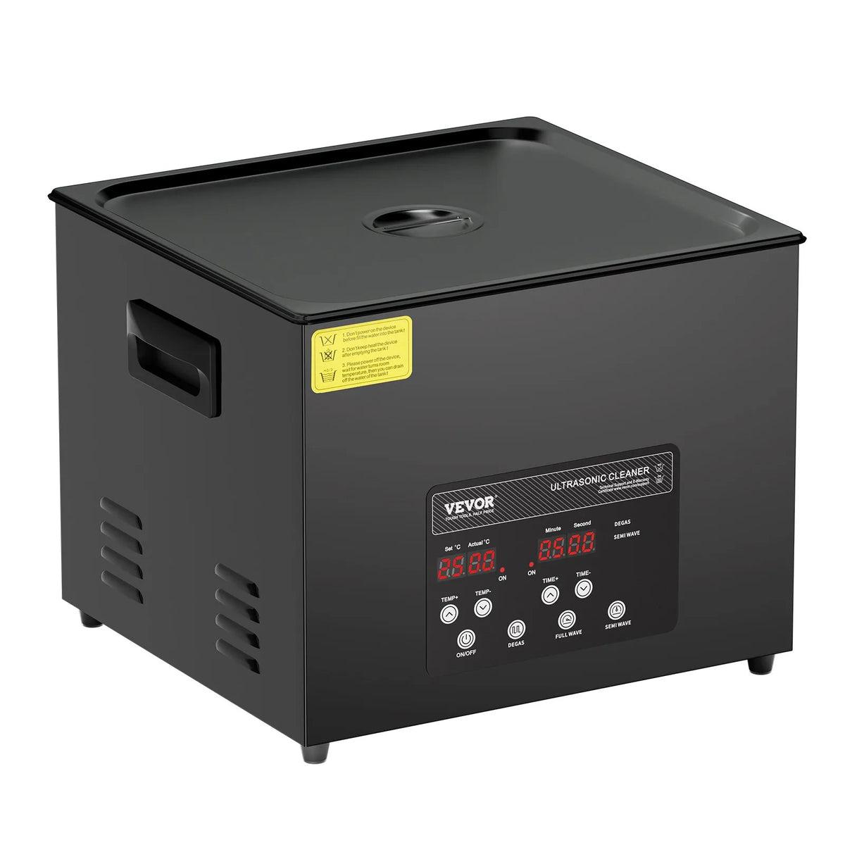 VEVOR 15 l ultraskaņas tīrītājs, 360 W digitāla ultraskaņas tīrīšanas iekārta ar saudzīgo režīmu un uzlabotu degazēšanu, 40 kHz industriāls ultraskaņas tīrītājs ar sildīšanu un taimeri retainieru, juvelierizstrādājumu un instrumentu tīrīšanai