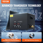 VEVOR 15 l ultraskaņas tīrītājs, 360 W digitāla ultraskaņas tīrīšanas iekārta ar saudzīgo režīmu un uzlabotu degazēšanu, 40 kHz industriāls ultraskaņas tīrītājs ar sildīšanu un taimeri retainieru, juvelierizstrādājumu un instrumentu tīrīšanai