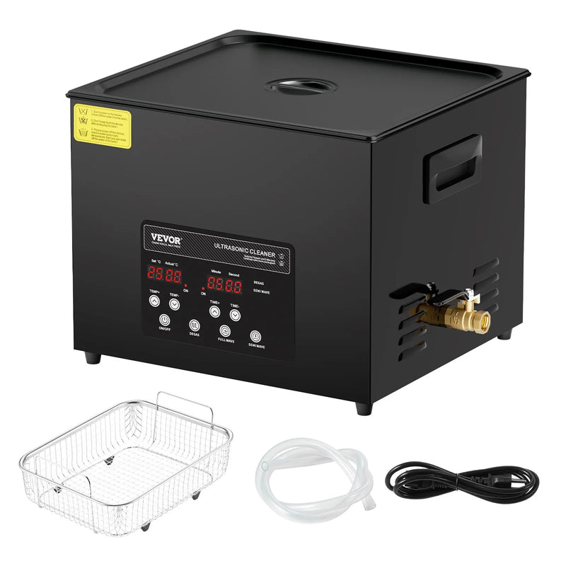 VEVOR 15 l ultraskaņas tīrītājs, 360 W digitāla ultraskaņas tīrīšanas iekārta ar saudzīgo režīmu un uzlabotu degazēšanu, 40 kHz industriāls ultraskaņas tīrītājs ar sildīšanu un taimeri retainieru, juvelierizstrādājumu un instrumentu tīrīšanai