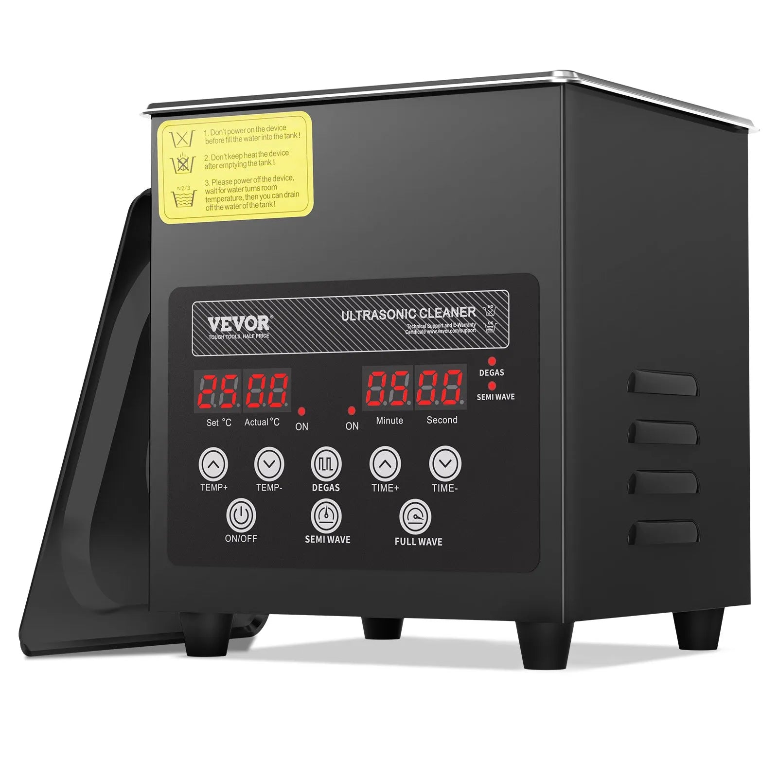 VEVOR 2 l ultraskaņas tīrītājs, 60 W digitāla ultraskaņas tīrīšanas iekārta ar saudzīgo režīmu un uzlabotu degazēšanu, 40 kHz ultraskaņas tīrītājs ar sildīšanu un taimeri juvelierizstrādājumu, briļļu, instrumentu un retainieru tīrīšanai