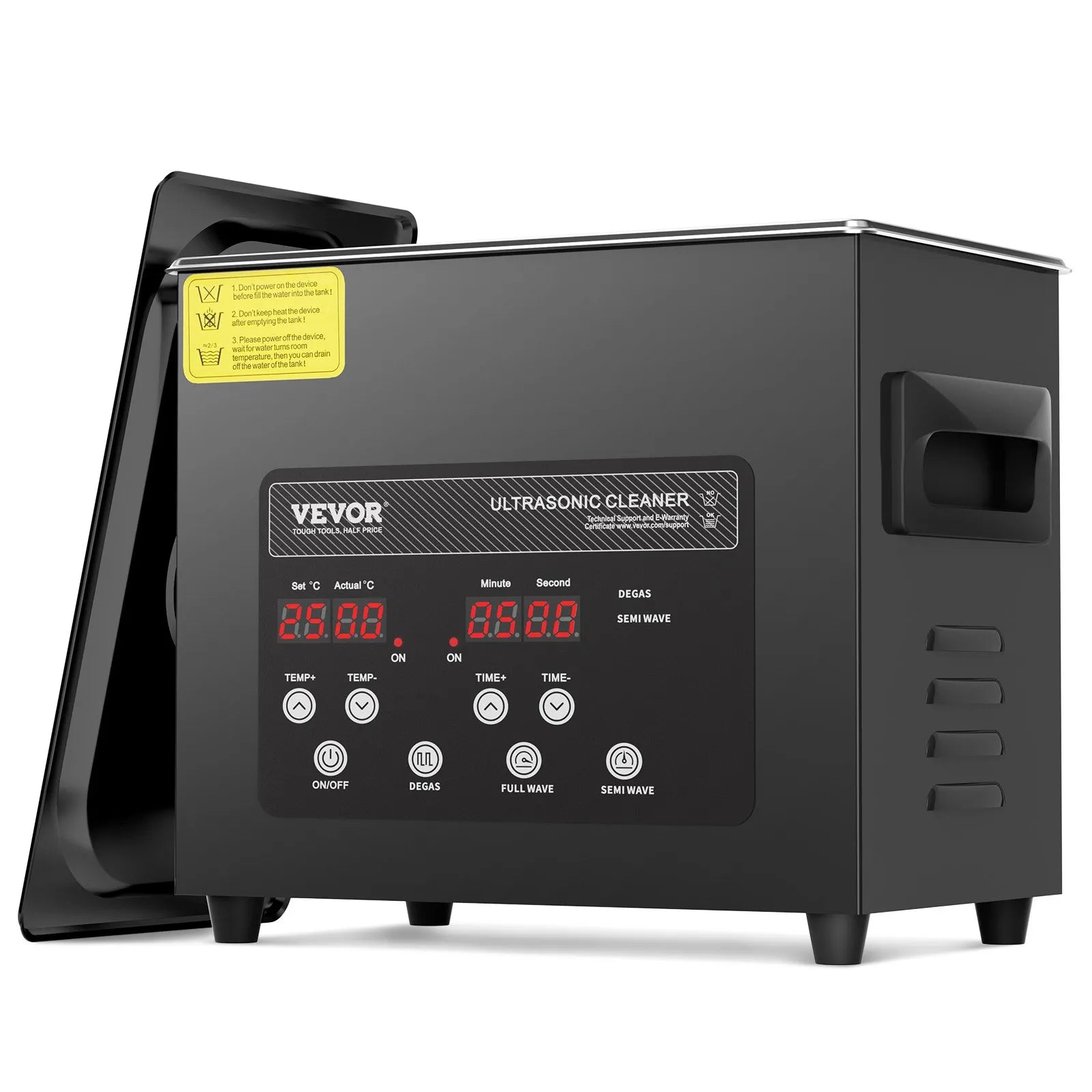 VEVOR 3 l ultraskaņas tīrītājs, 120 W digitāla ultraskaņas tīrīšanas iekārta ar saudzīgo režīmu un uzlabotu degazēšanu, 40 kHz ultraskaņas tīrītājs ar sildīšanu un taimeri juvelierizstrādājumu, briļļu, instrumentu un retainieru tīrīšanai