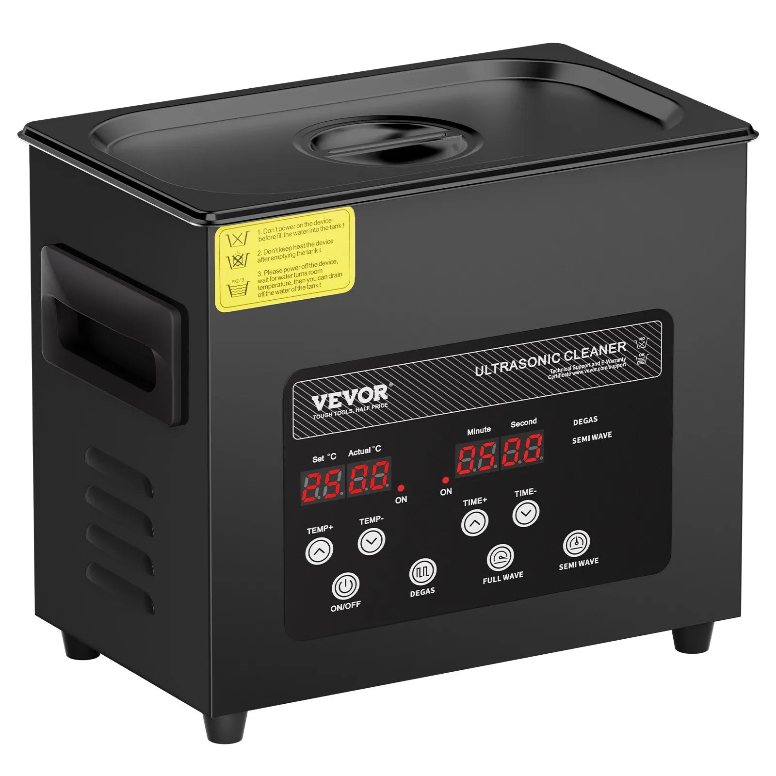 VEVOR 3 l ultraskaņas tīrītājs, 120 W digitāla ultraskaņas tīrīšanas iekārta ar saudzīgo režīmu un uzlabotu degazēšanu, 40 kHz ultraskaņas tīrītājs ar sildīšanu un taimeri juvelierizstrādājumu, briļļu, instrumentu un retainieru tīrīšanai