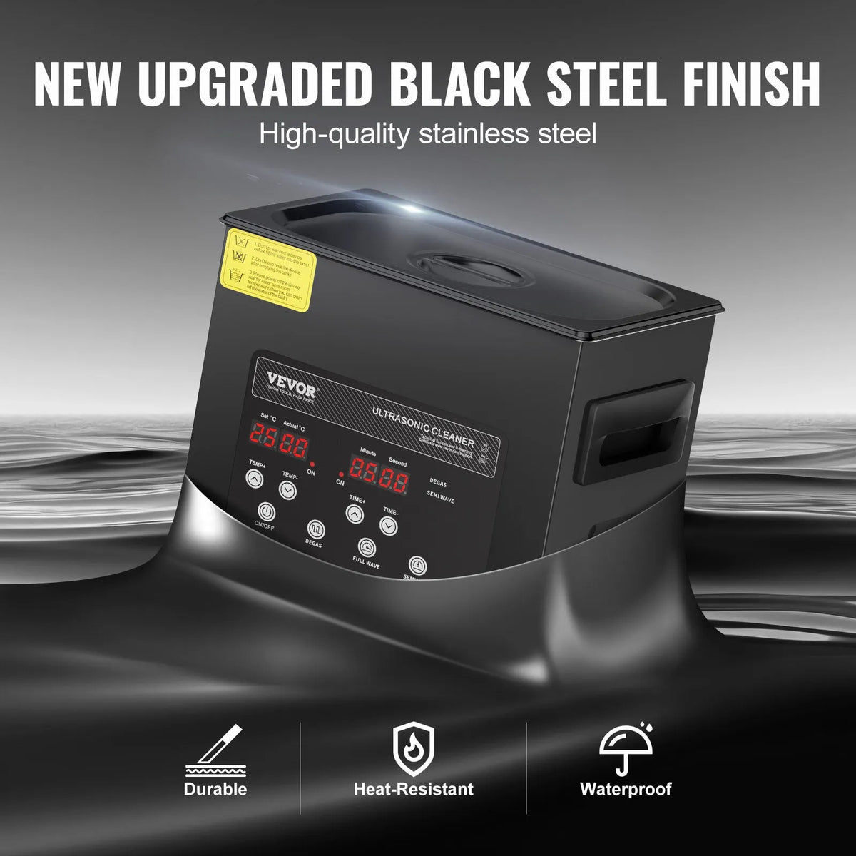 VEVOR 3 l ultraskaņas tīrītājs, 120 W digitāla ultraskaņas tīrīšanas iekārta ar saudzīgo režīmu un uzlabotu degazēšanu, 40 kHz ultraskaņas tīrītājs ar sildīšanu un taimeri juvelierizstrādājumu, briļļu, instrumentu un retainieru tīrīšanai