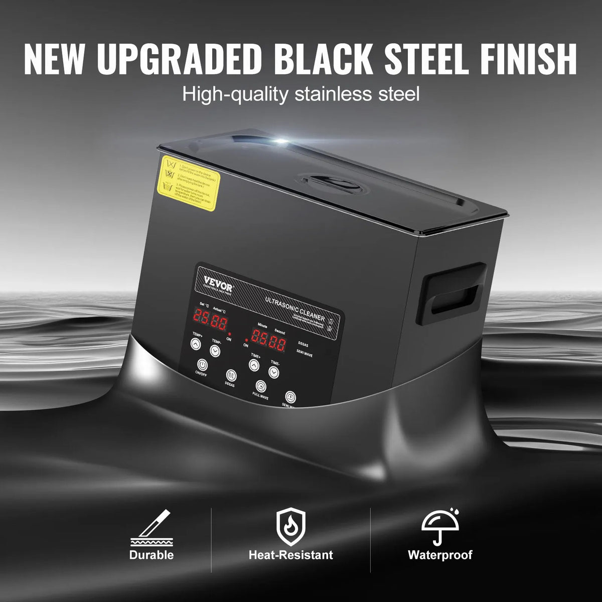 VEVOR 6 l ultraskaņas tīrītājs, 180 W digitāla ultraskaņas tīrīšanas iekārta ar saudzīgo režīmu un uzlabotu degazēšanu, 40 kHz industriāls ultraskaņas tīrītājs ar sildīšanu un taimeri retainieru, juvelierizstrādājumu un instrumentu tīrīšanai